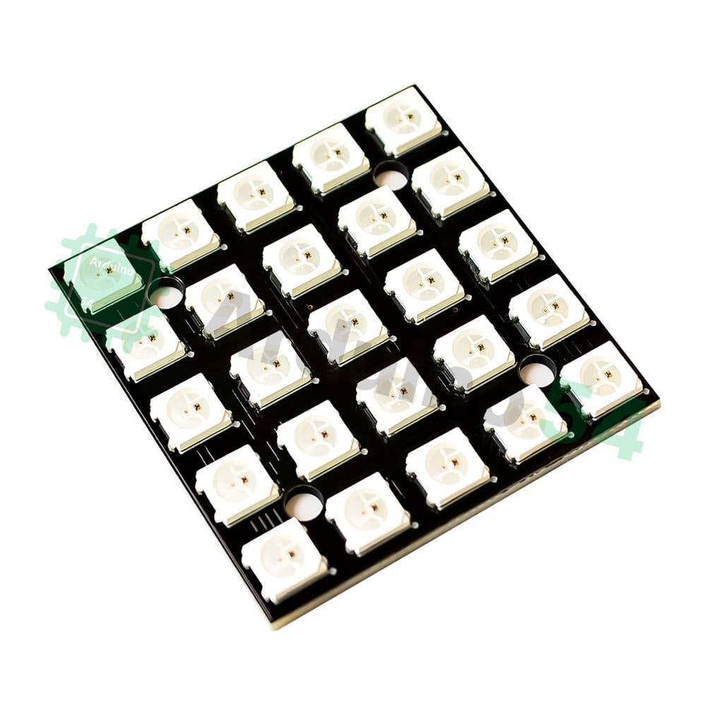 Модуль из 25 RGB светодиодов WS2812 5×5 (квадрат) Модуль из 25 RGB светодиодов WS2812 5×5 (квадрат)