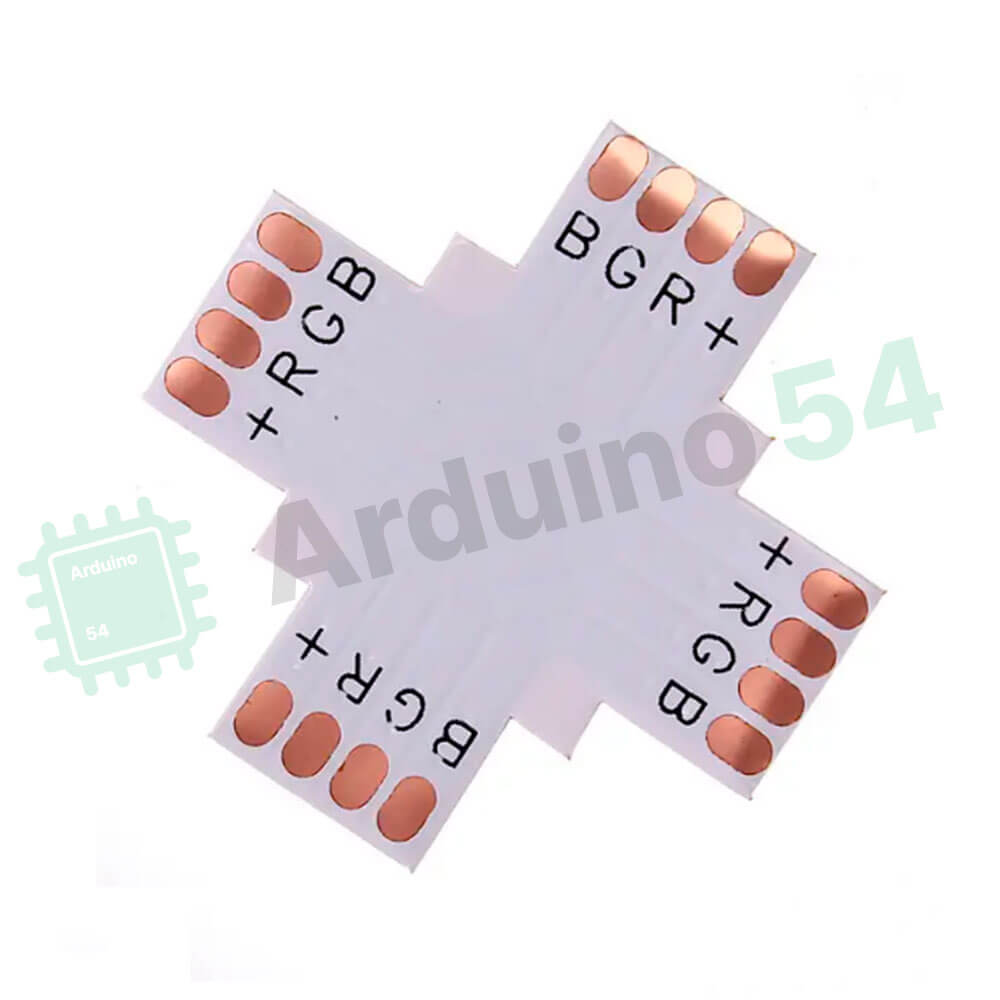 Переходник крестовой для ленты 5050 RGB X-type, 4P 10mm (без клипсы) Переходник крестовой для ленты 5050 RGB X-type, 4P 10mm (без клипсы)