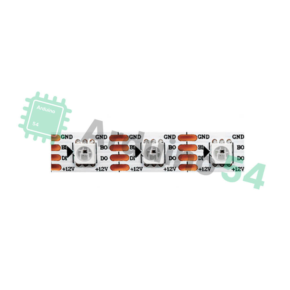Светодиодная адресная лента WS2815 60шт/метр, 5050RGB, IP65, подложка – белая, 12v Светодиодная адресная лента WS2815 60шт/метр, 5050RGB, IP65, подложка – белая, 12v
